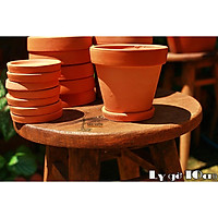 Combo 10 chậu ly gờ 10cm kèm đĩa lót _ Gốm đất nung _ Xuất xứ Bình Dương _ Gốm Sứ Sân Vườn
