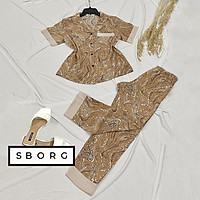 Đồ bộ trung niên SBORG bộ pijama nữ lụa mango cao cấp mềm mát họa tiết hoa nhí dễ thương, tay ngắn quần dài có túi bigsize 45-75kg quà tặng Mẹ có thể mặc nhà hoặc đi chơi