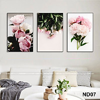 Tranh treo tường CAO CẤP 3 bức phong cách hiện đại MONSKY - Bắc Âu ND07A, In UV công nghệ Nhật Bản 3 lớp trực tiếp lên tấm FORMEX (Như tấm gỗ nguyên khối) kèm khung và đinh ghim móc treo, kích thước 20x30cm/bức