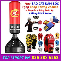 Bao cát đấm bốc tự đứng tặng kèm Găng MMA Fighter + băng đa 3M + Bóng phản xạ treo đầu ( Giao màu mẫu nhiên )