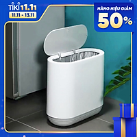 Thùng Đựng Rác Thông Minh E1906, Nắp Đóng Mở Một Chạm Tiện Ích, Chất Liệu Nhựa Cao Cấp Chống Nước, Chịu Nhiệt Tốt, Dung Tích 10 Lít - Hàng Nhập Khẩu.