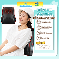 Đệm Gối massage kiêm tựa lưng đa năng, 16 bi, gối massage hồng ngoại phiên bản nâng cấp, massage vai, cổ, gáy, cột sống, chất liệu da pu dễ dàng vệ sinh, cắm trực tiếp