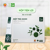 Hộp Bột Trà Xanh Quảng Thanh gói nhỏ 15x3g - Ngăn ngừa bệnh tim và tai biến mạch máu não bằng cách hạ thấp mức cholesterol trong máu