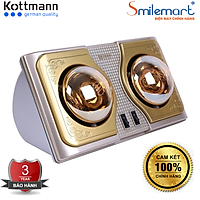 Đèn sưởi Hans Kottmann 2 bóng vàng K2BH - Hàng chính hãng