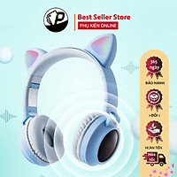 Tai nghe BT28 chụp tai kết nối bluetooth 5.0 hình mèo , kèm dây , Tai mèo có led, có nhiều màu.