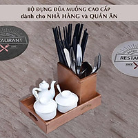 Ống đựng đũa muỗng cao cấp NHATVYWOOD NV5313B - Ống đũa gỗ - Ống cắm đũa nhà hàng, quán ăn.