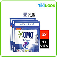 Combo 3 Túi 17 Viên giặt OMO Cho máy giặt cửa trước và cửa trên Bền Màu Công nghệ Anh Quốc