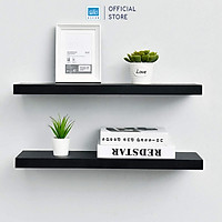 Kệ Thanh Ngang - Set 2 Kệ Treo Tường Cùng Kích Thước Màu Đen SIB Decor, Loại Kệ Gỗ Dày
