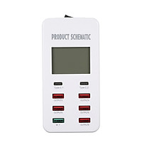 Bộ Sạc Nhanh 3.0 8a USB 6 Cổng Để Bàn Với 2 Cổng Loại C Màn Hình LCD