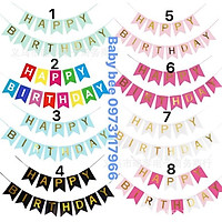 Dây chữ giấy Happy birthday đuôi cá ép kim
