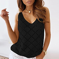 Thin Summer Sweater V-neck Sleeveless Hollow Translucent Sweater Pullover Sexy Women