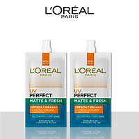 Bộ 2 kem chống nắng bảo vệ toàn diện se mịn lỗ chân lông & chống ô nhiễm L'Oreal Paris UV Perfect fresh & Matte SPF50/PA++++