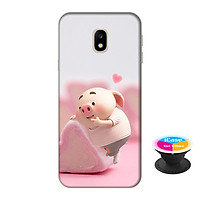 Ốp lưng nhựa dẻo dành cho Samsung J3 Pro 2017 in hình Heo Con Thử Bánh - Tặng Popsocket in logo iCase - Hàng Chính Hãng
