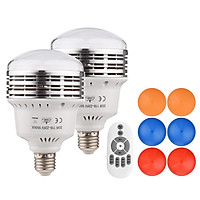 35W LED Light Bulb 5500K Photography Lamp Bulb Energy-saving Adjustable Brightness E27 Mount with Red/Yellow/Blue Color