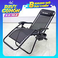 Ghế xếp thư giãn SUMIKA 179A - Khóa kim loại, khung thép tròn, tải trọng 200kg