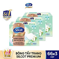 Bộ 3 Hộp Silcot Bông Trang Điểm (bông tẩy trang) Nhật Bản Cao Cấp (66 Miếng/Hộp)