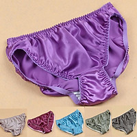 Phụ nữ Lụa Satin Quần Lót Nữ Thêu hoa Lót 3psc Gói Nữ hình Ngón Quần Đùi