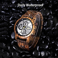 REDEAR Men Watch Wood Case & Band Quartz Movement Time & Calendar Display Luminous Pointer Stopwatch Function Daily