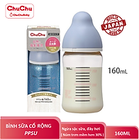 Bình sữa cổ rộng PPSU 160ML new với núm ty mềm Chuchu Baby