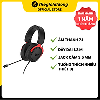 Tai nghe chụp tai Gaming Asus TUF H3 Đen Đỏ - Hàng Chính Hãng