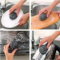Miếng cọ chà rửa xoong nồi nhà bếp dạng búi sắt rửa bát đa năng