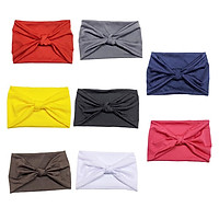 8pcs Extra Wide Headband Soft Stretchy Fabric Yoga Knot Head Wrap 8 Colors