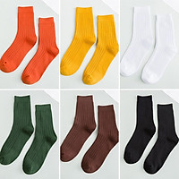 Vớ Cao Trơn Ulzzang Tất Nữ Cổ Cao Nhật Bản Cao Cấp Cotton Màu Trơn Vớ Nữ Trơn Hàn Quốc Cổ Cao