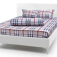 Bộ Drap Thun Lạnh Hàn Quốc ( 4 món }sọc caro nâu sang trọng - đủ size
