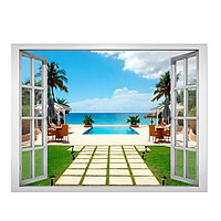 Giấy dán tường cửa sổ cảnh biển VT0006