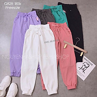 Quần jogger nữ, quần bo gấu dáng dài đẹp cạp cao nhiều màu chất cotton da cá