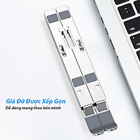 Giá Đỡ Laptop Nhôm Gấp Gọn, Laptop Stand Dùng Cho Máy Từ 11~17 inch, Có Thể Điều Chỉnh Nhiều Mức Độ Cao, Chất Liệu Hợp Kim Nhôm Cao Cấp