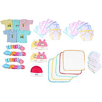 set 50 Đồ Dùng Cho Bé Sơ Sinh từ 2 - 8kg ( áo màu tay ngắn nút bên 2 - 8kg)_gái