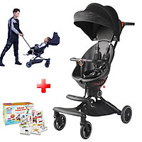 Xe Đẩy Hai Chiều 2 Tư Thế Ngồi Và Ngả BBH - V8 Gấp Gọn với 4 nấc điều chỉnh ngồi ngả cho bé một cách linh hoạt - TẶNG KÈM BỘ THẺ HỌC THÔNG MINH 16 CHỦ ĐỀ 416 THẺ CHO BÉ