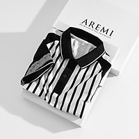 Áo Polo Nam phối STRONG cổ trụ sọc đen trắng,vải cotton cá sấu, Chuẩn form,sang trọng,thanh lịch AREMI APL0006
