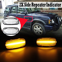 Pair LED Side Repeater Indicator Light For Land Rover Freelander Discovery Defender (Clear)