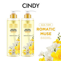 Combo 2 chai Sữa tắm nước hoa dưỡng ẩm sáng da Cindy Bloom Romantic Muse mùi hương quyến rũ lãng mạn 640g