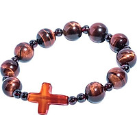 Vòng Chuỗi Mân Côi Đá Mắt Hổ Đỏ Mix Ngọc Hồng Lựu Và Thánh Giá Mã Não Đỏ Vietgemstones - VCMCTIGR02 (Free Size)
