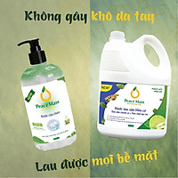LSB1 Combo Hữu Cơ Peace Mass Nước Lau Sàn Tinh Dầu Chanh Sả & Tinh Chất Bạc Hà 3.6 lít + Nước Rửa Chén 500ml