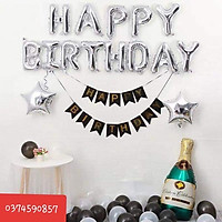 COMBO CHỮ HAPPYBIRTHDAY GIẤY VÀ BÓNG 50 BÓNG NHŨ 2 SAO CHAI BƠM KEO