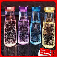 Chai Thủy Tinh Đựng Nước Cao Cấp 450Ml - Màu Xanh Blue - Mẫu Giác Cắt Kim Cương (1 Chai) – Bình Đựng Nước Café, Trà, Nước Ép Cực Đẹp Cho Các Anh Chị Làm Văn Phòng – Hot Trend, Mẫu Mới Nhất - Loại Tốt