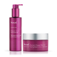 Set Gel sạc nước Murad Nutrient-Charged Water Gel (50ml) và Sữa rửa mặt sinh học đa chức năng Prebiotic 4-in-1 MultiCleanser (148ml)