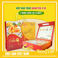 Hộp quà bánh pía 6 sao 4 vị Tân Huê Viên, bánh pía Sóc Trăng chính hãng, hộp quà tết 2022