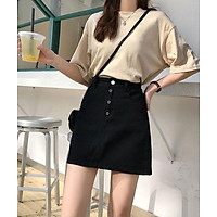 chân váy kaki nữ 1 hàng khuy sắt + khoen mt901
