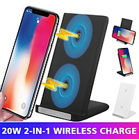 20W Fast Wireless Charger with Cooling Fan Qi Wireless Charging Stand Compatible for iPhone 12/11/11 Pro/11 Pro Max/XS MAX/XR/XS Galaxy Note 10/Note 10 Plus/S10 Plus