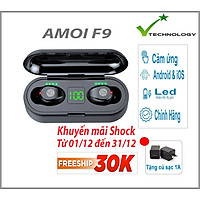 Tai Nghe Bluetooth True Wireless AMOI F9 5.0 Cảm Ứng Vân Tay, Nâng Cấp Dock Sạc có Led Báo Pin Kép - Hàng Nhập Khẩu
