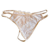 Women's Stretchy Floral Lace Open Front Thong T Back Underwear Panties