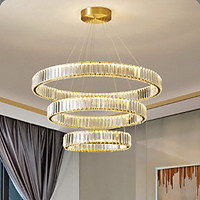 Đèn thả led pha lê cao cấp thiết kế vòng tròn sang trọng trang trí phòng khách, nhà hàng, khách sạn TH-8076-21