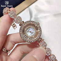 Đồng Hồ Nữ Chính Hãng Royal Crown 5308 Jewelry Dây Kim Loại Đính Đá Chống Nước Chống Xước