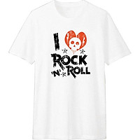 Áo Thun T-shirt Unisex Dotilo I Love Rock & Roll HM014 - Trắng