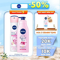 Bộ đôi Xịt Serum Ngăn Mùi NIVEA Trắng Mịn Hương Hoa Hồng Hokkaido (150ml) - 85304 & Sữa Dưỡng Thể Dưỡng Trắng NIVEA Hương Hoa Hồng Radiant Rose (350ml) - 85707